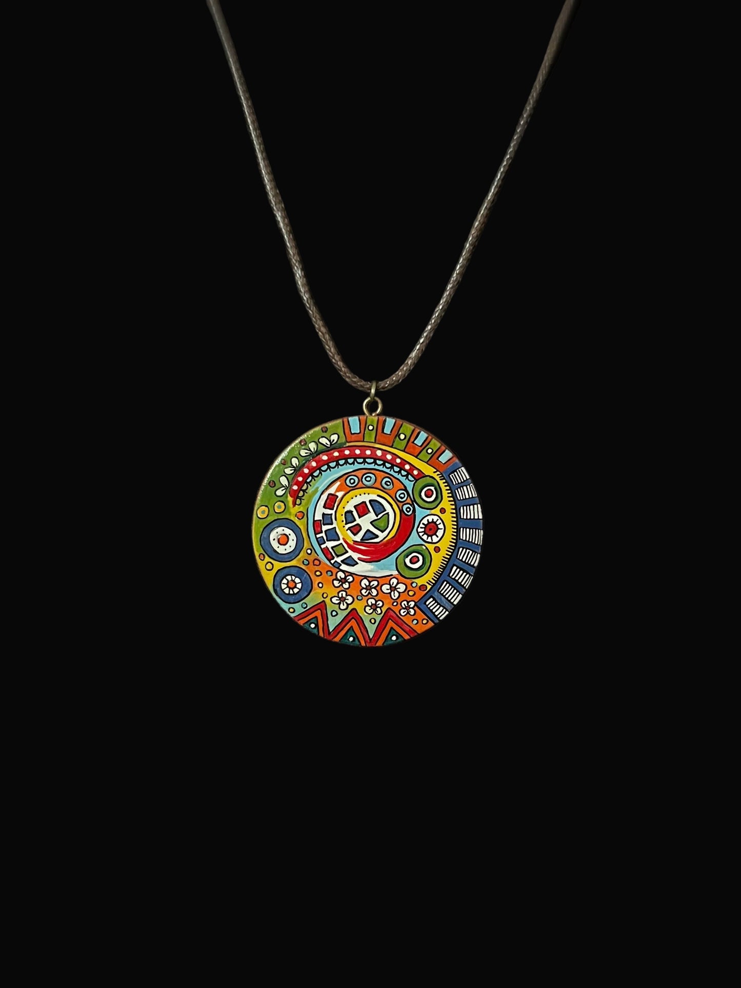 Hand-painted wooden necklace
