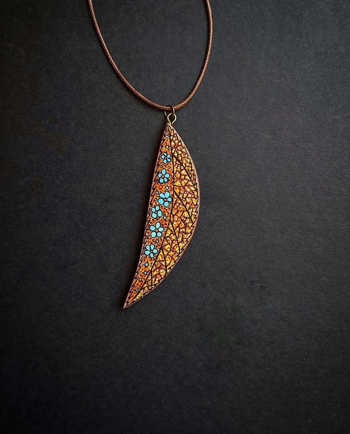 Hand-painted wooden necklace