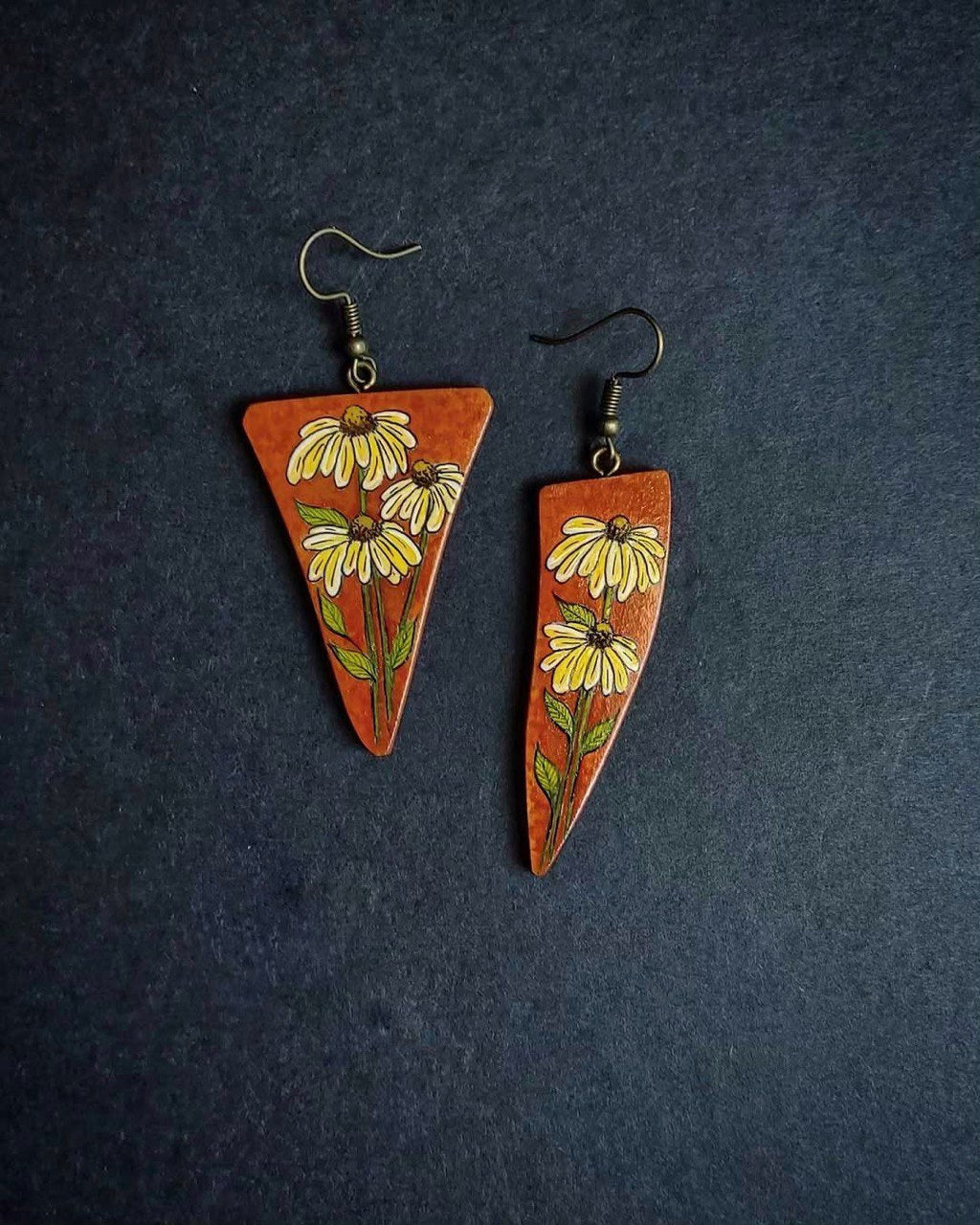 Hand-painted wooden earrings