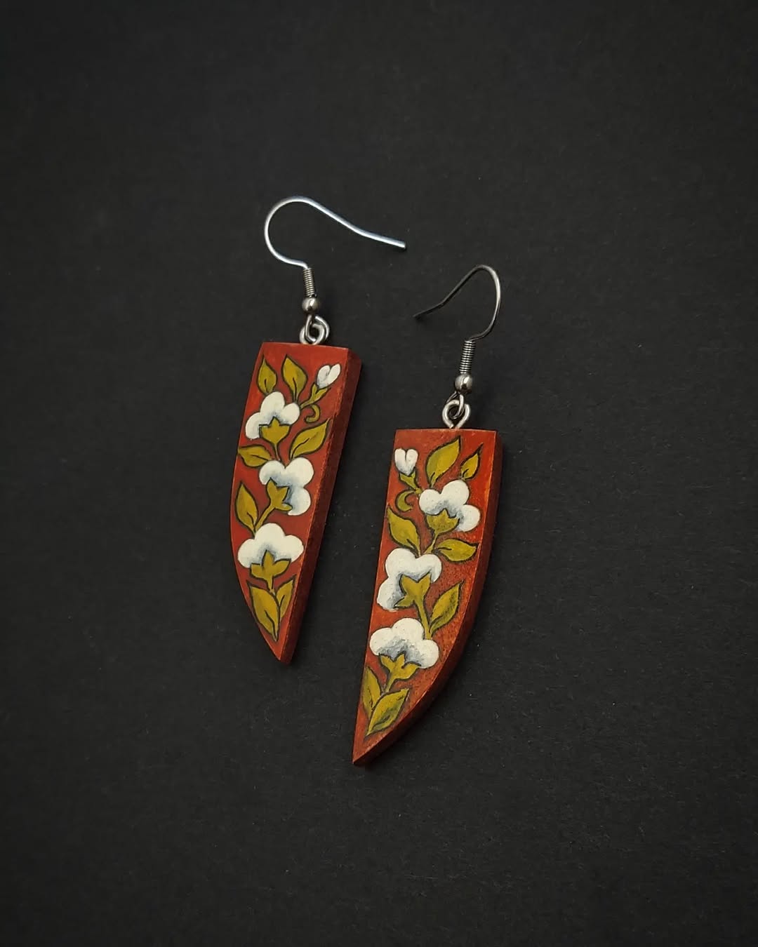 Hand-painted wooden earrings