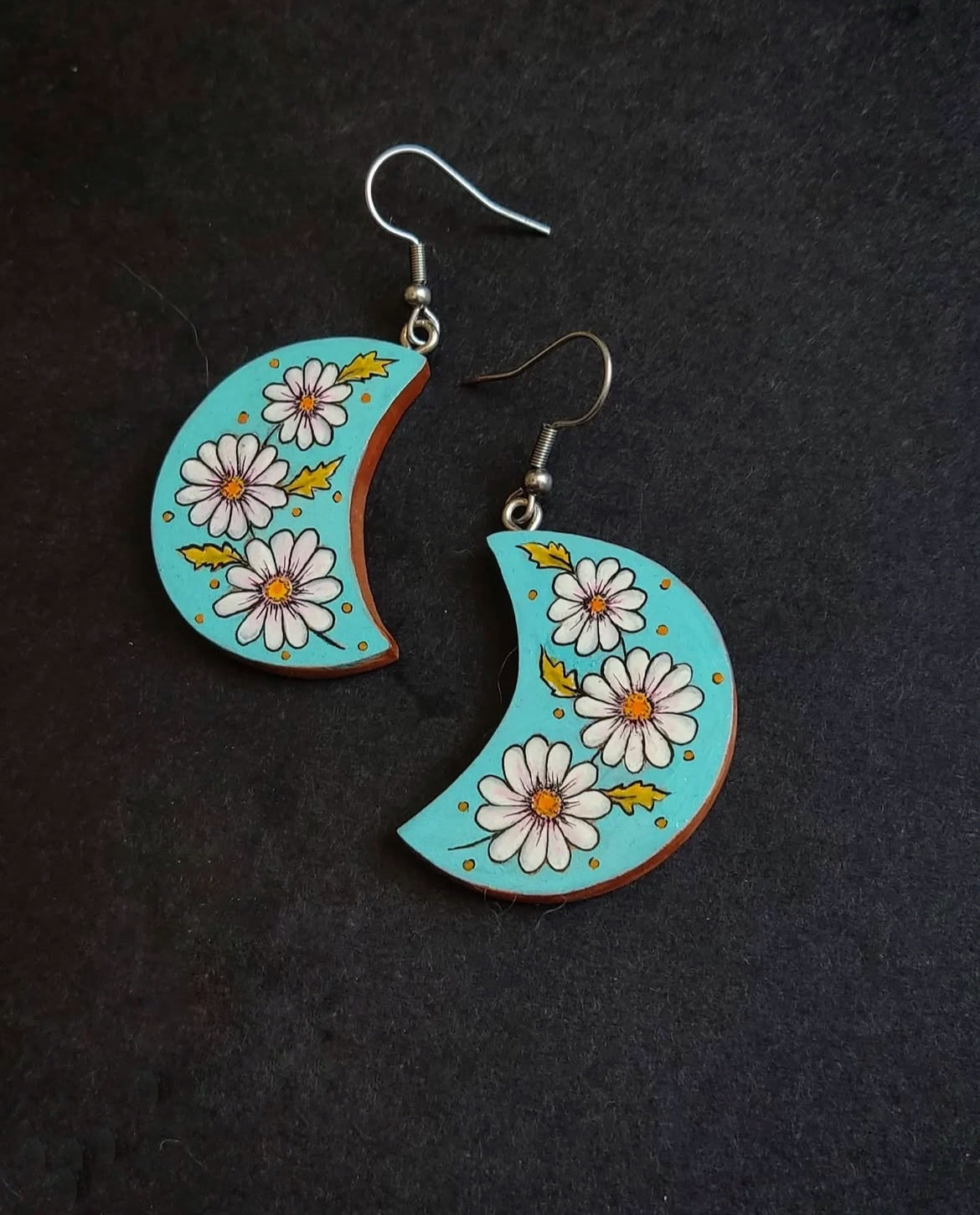 Hand-painted wooden earrings