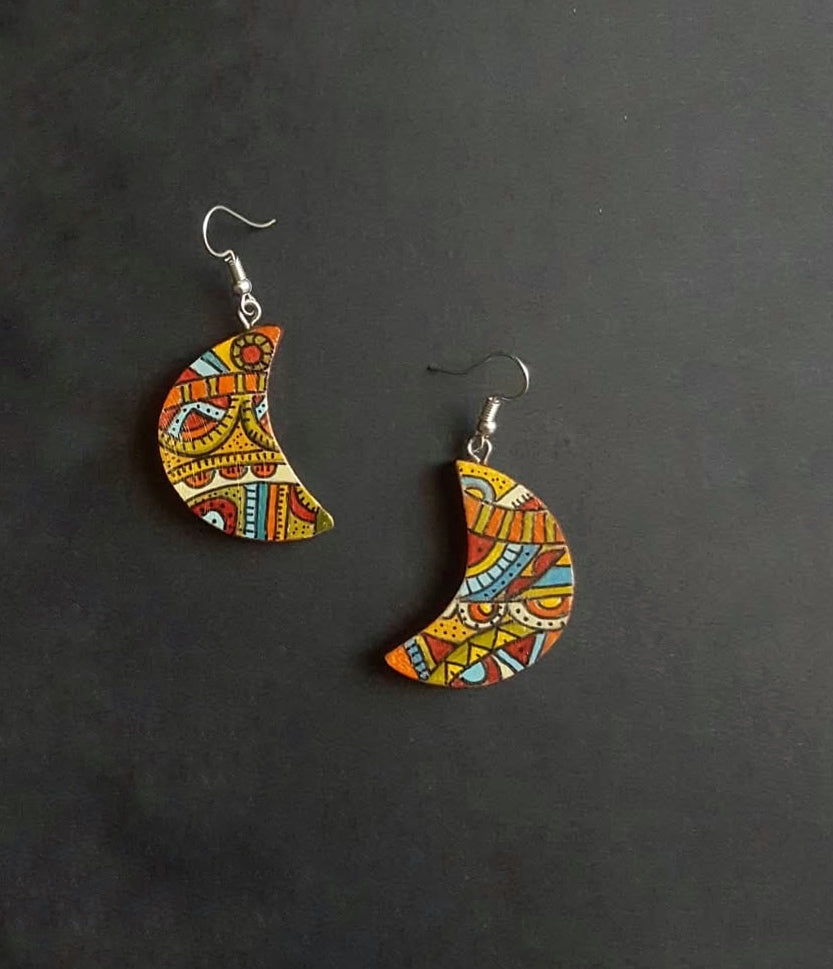 Hand-painted wooden earrings