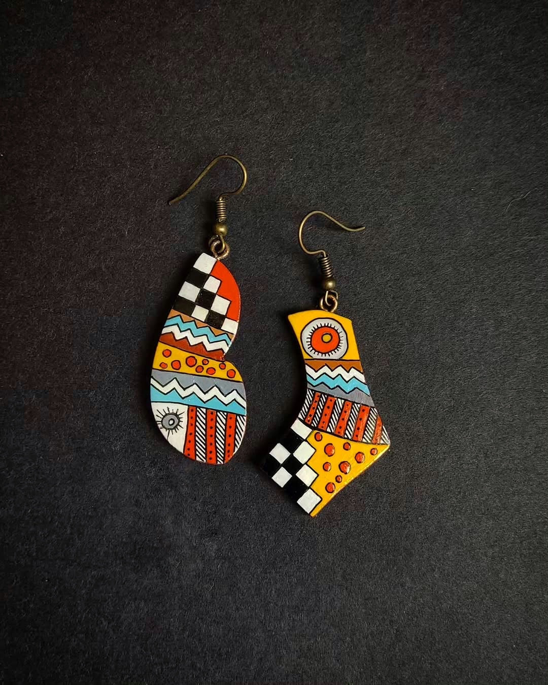 Hand-painted wooden earrings