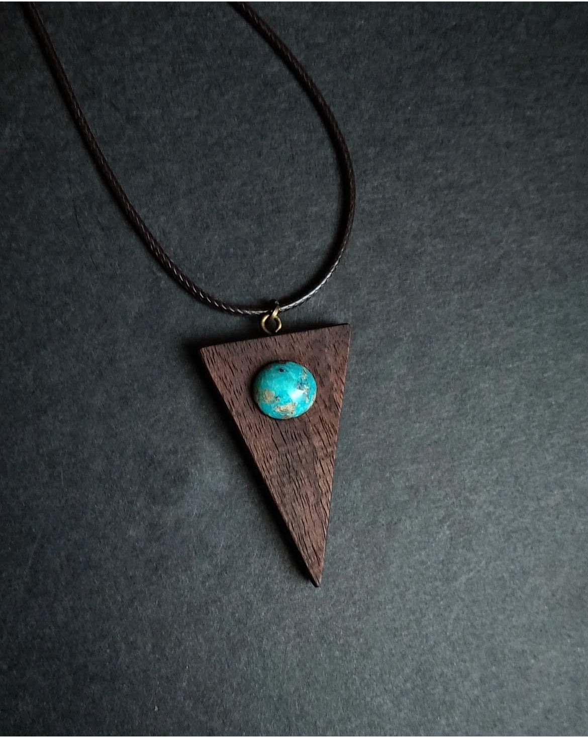 Genuine Turquoise on Handcrafted Wood Necklace
