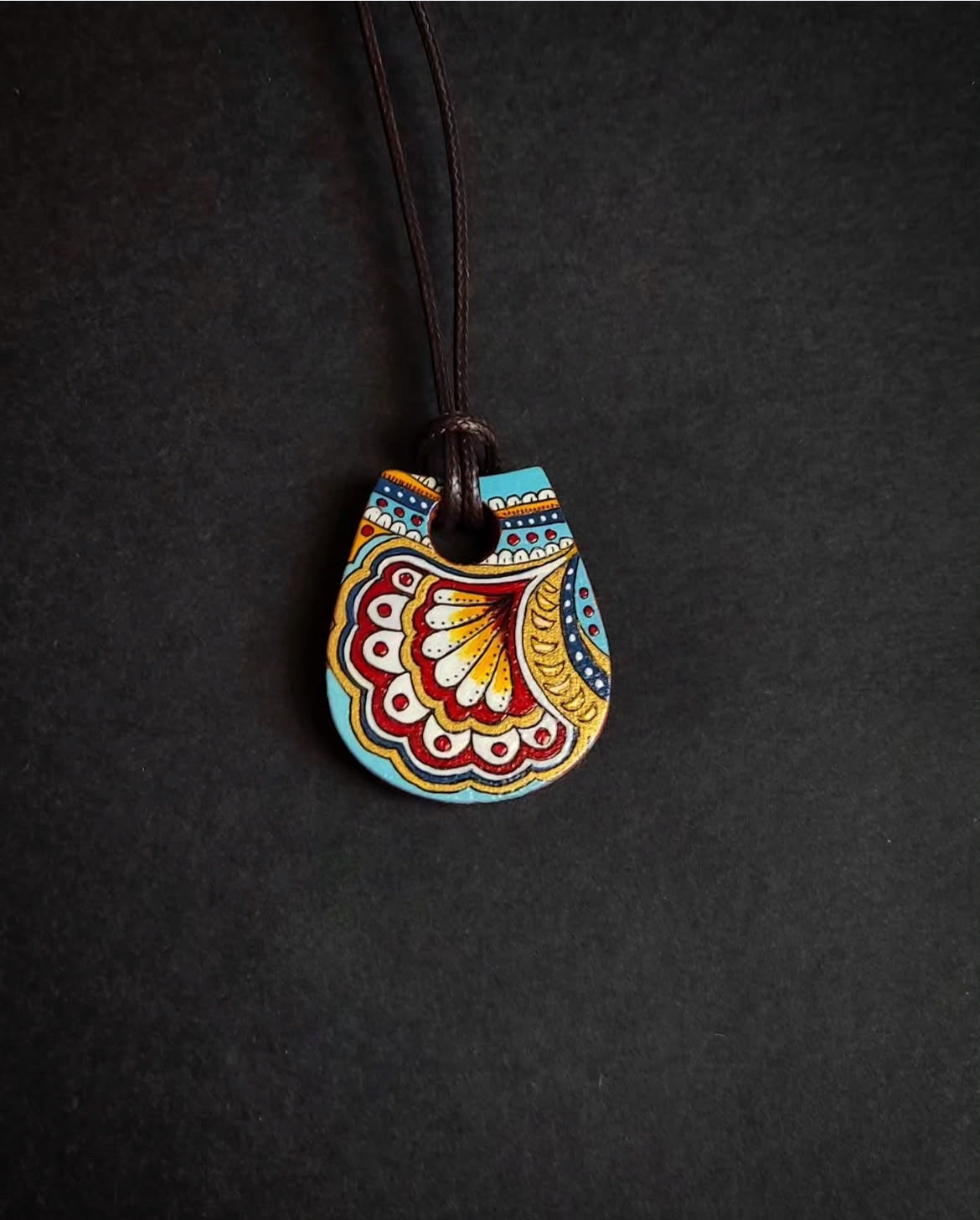 Hand-painted wooden necklace