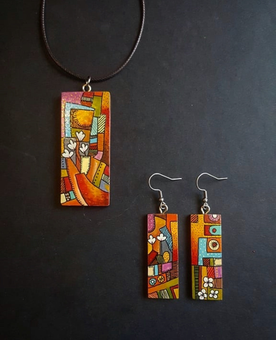 Hand-painted Wooden Necklace