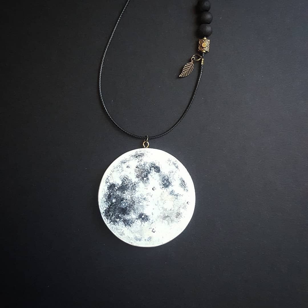 Hand-painted wooden necklace