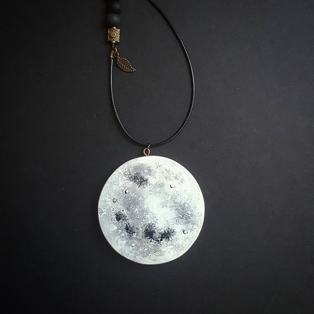 Hand-painted wooden necklace