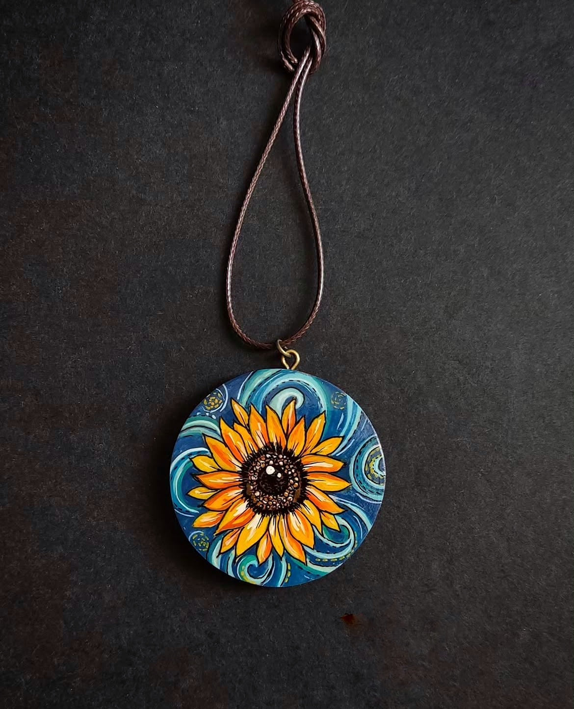 Hand-painted wooden necklace