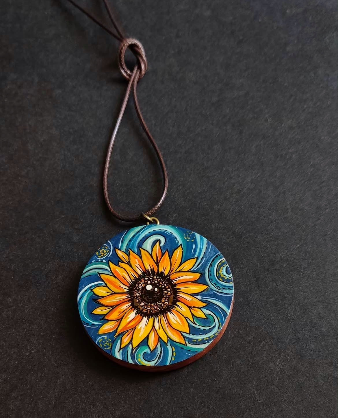 Hand-painted wooden necklace