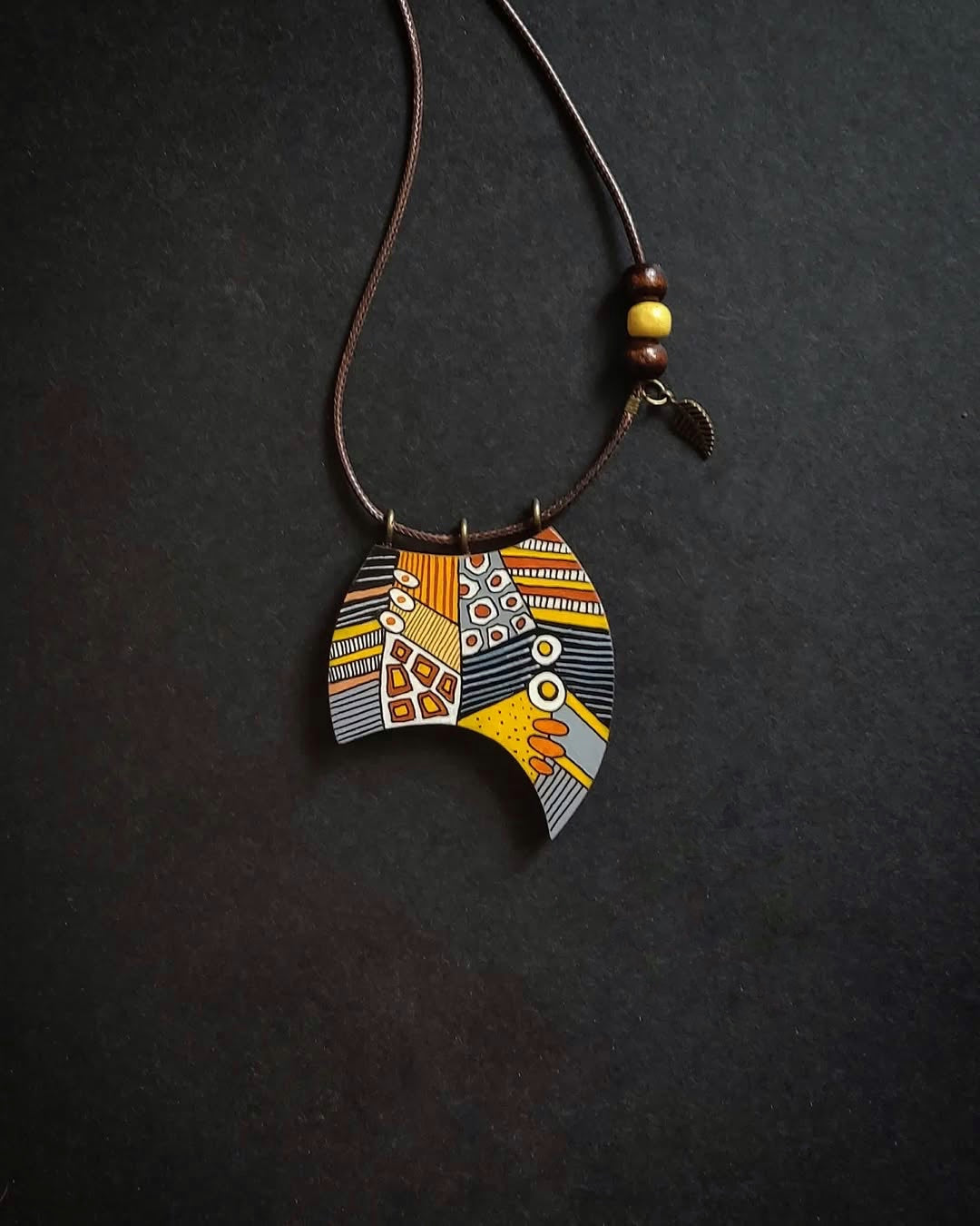 Hand-painted wooden necklace