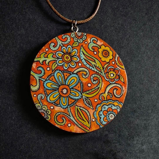 Hand-painted wooden necklace