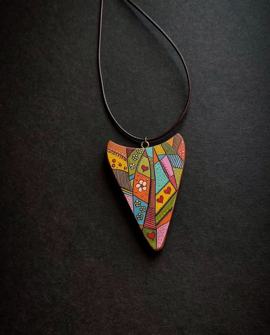 Hand-painted wooden necklace