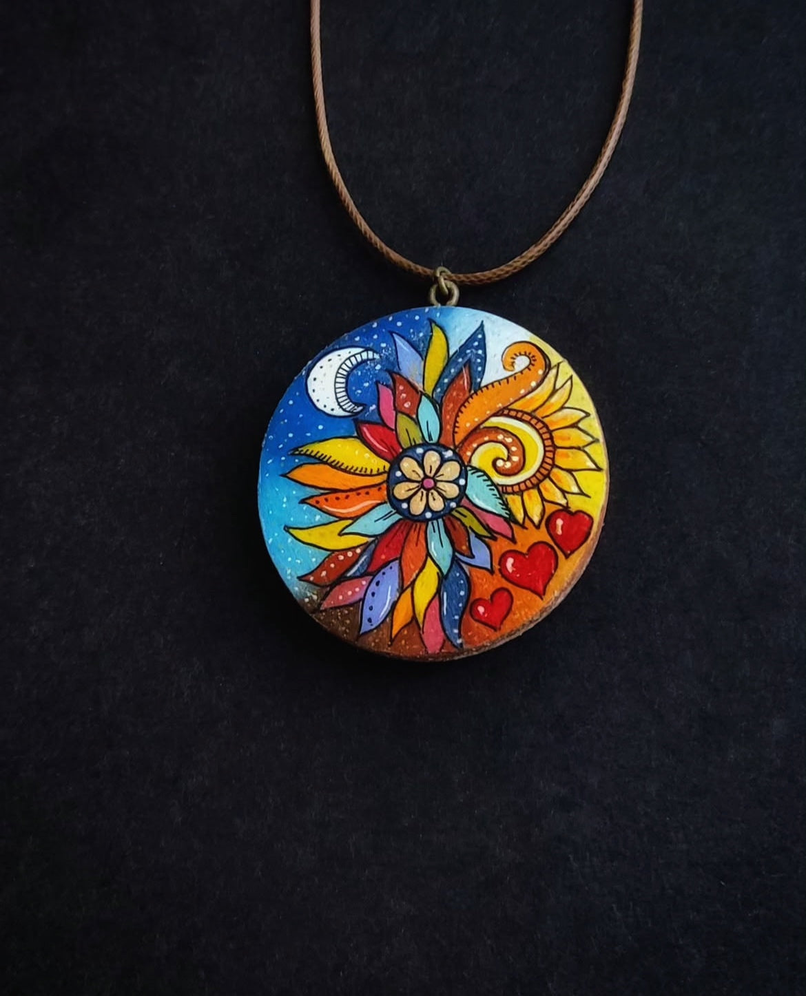 Hand-painted wooden necklace