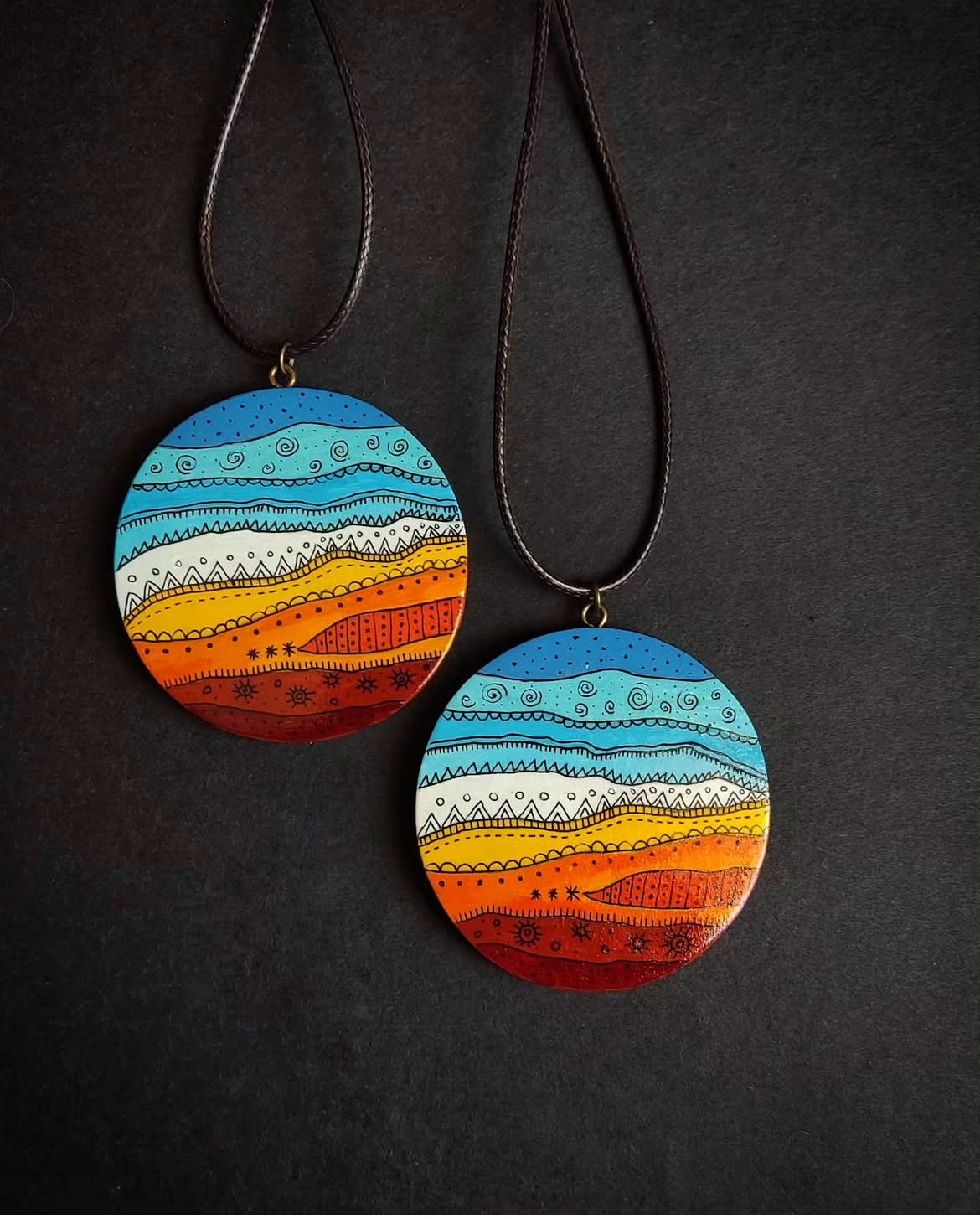 Hand-painted wooden necklace