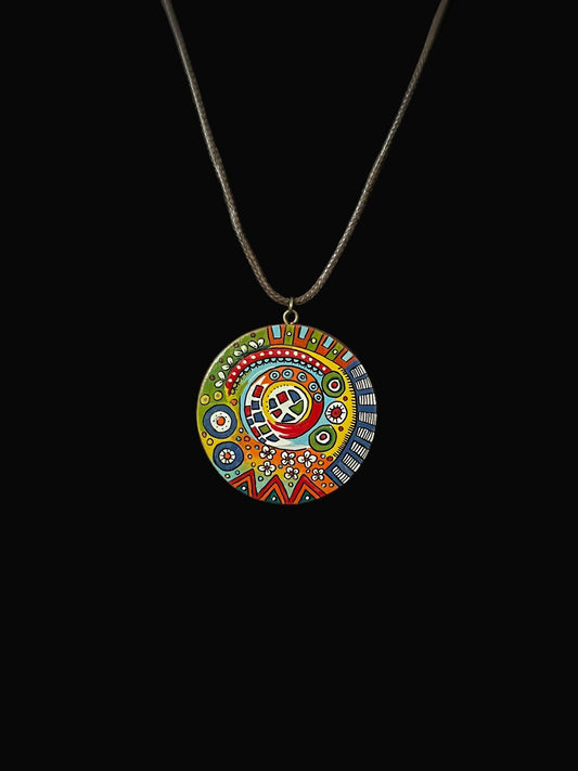Hand-painted wooden necklace
