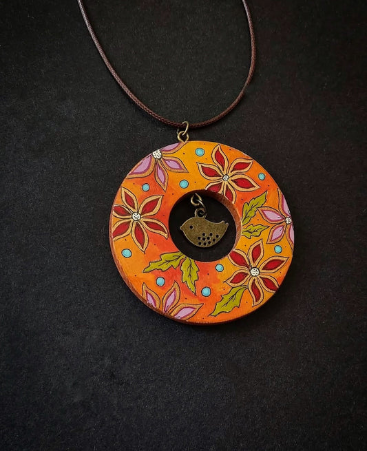 Hand-painted wooden necklace