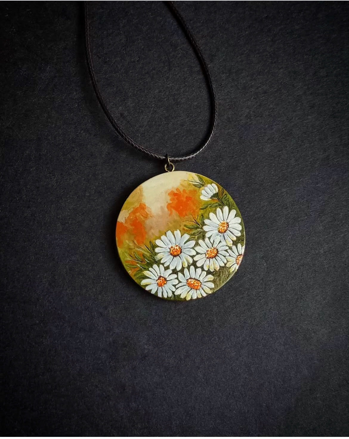 Hand-painted wooden necklace