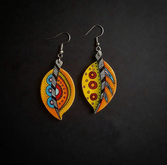 Hand-painted wooden earrings