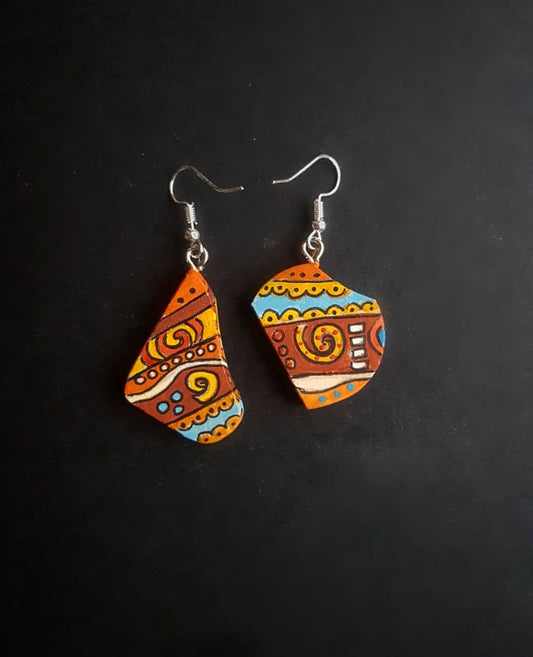 Hand-painted wooden earrings