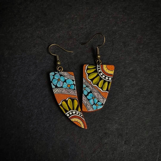 Hand-painted wooden earrings