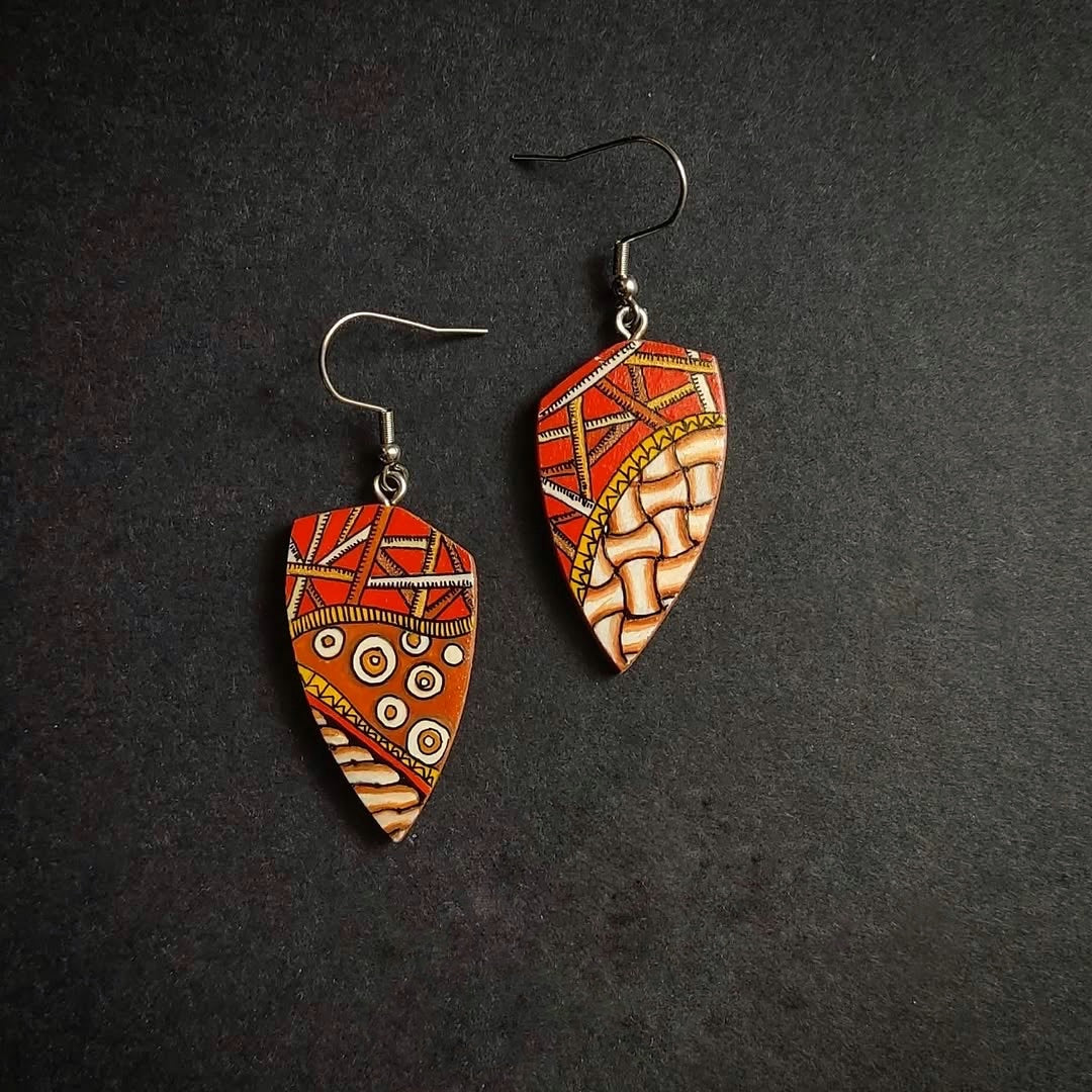 Hand-painted wooden earrings