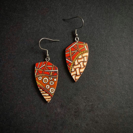 Hand-painted wooden earrings