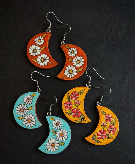 Hand-painted wooden earrings