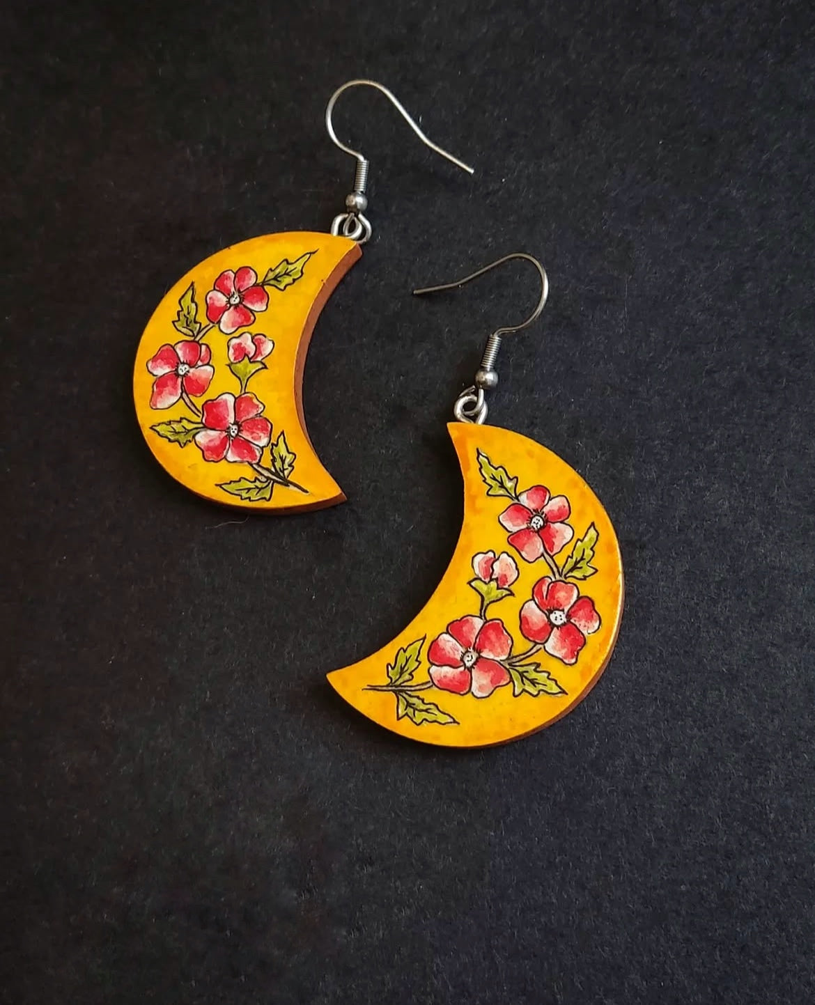 Hand-painted wooden earrings