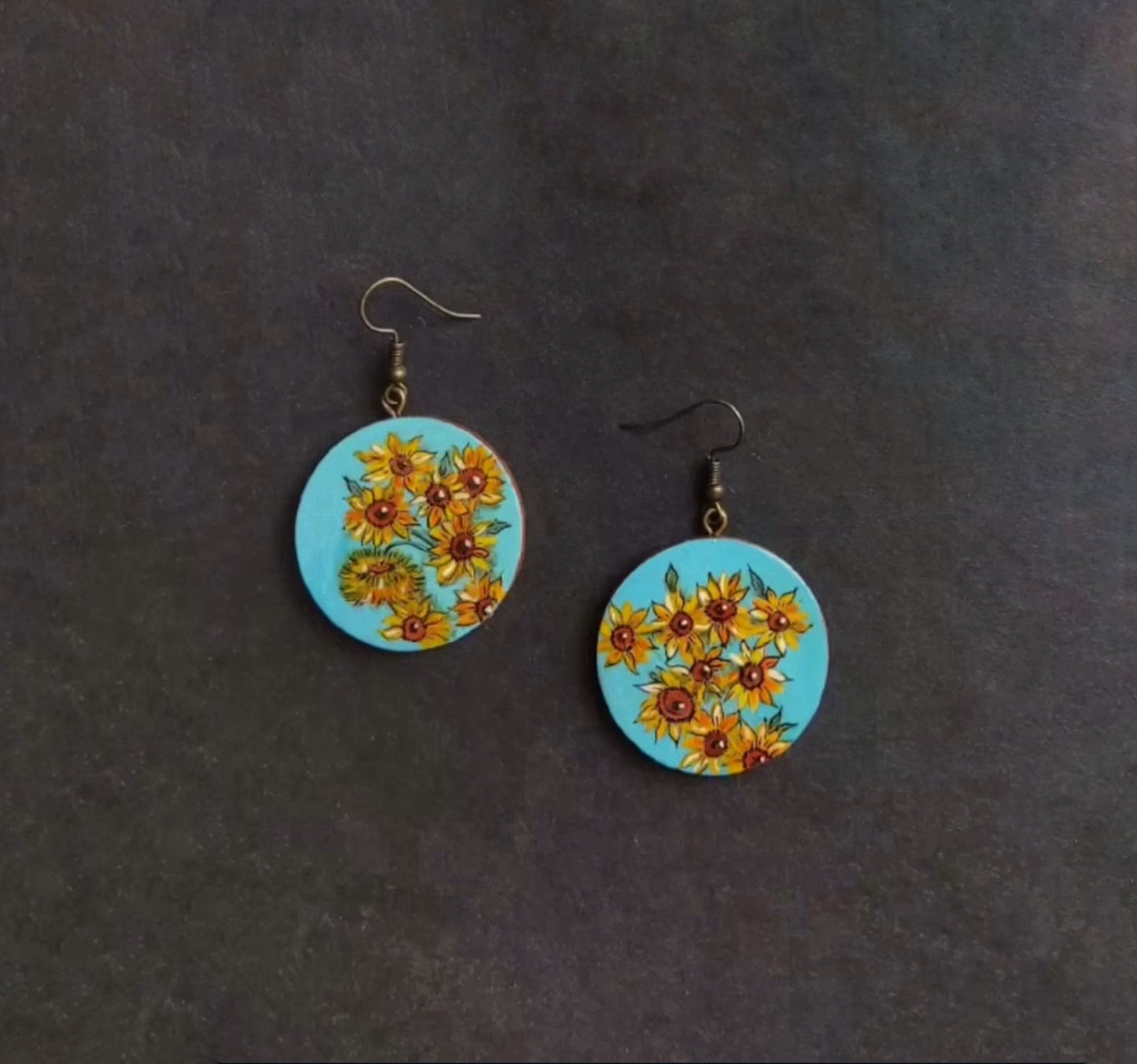 Hand-painted wooden earrings