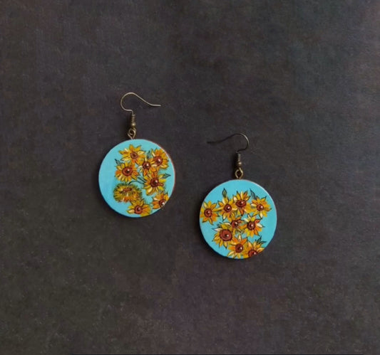Hand-painted wooden earrings