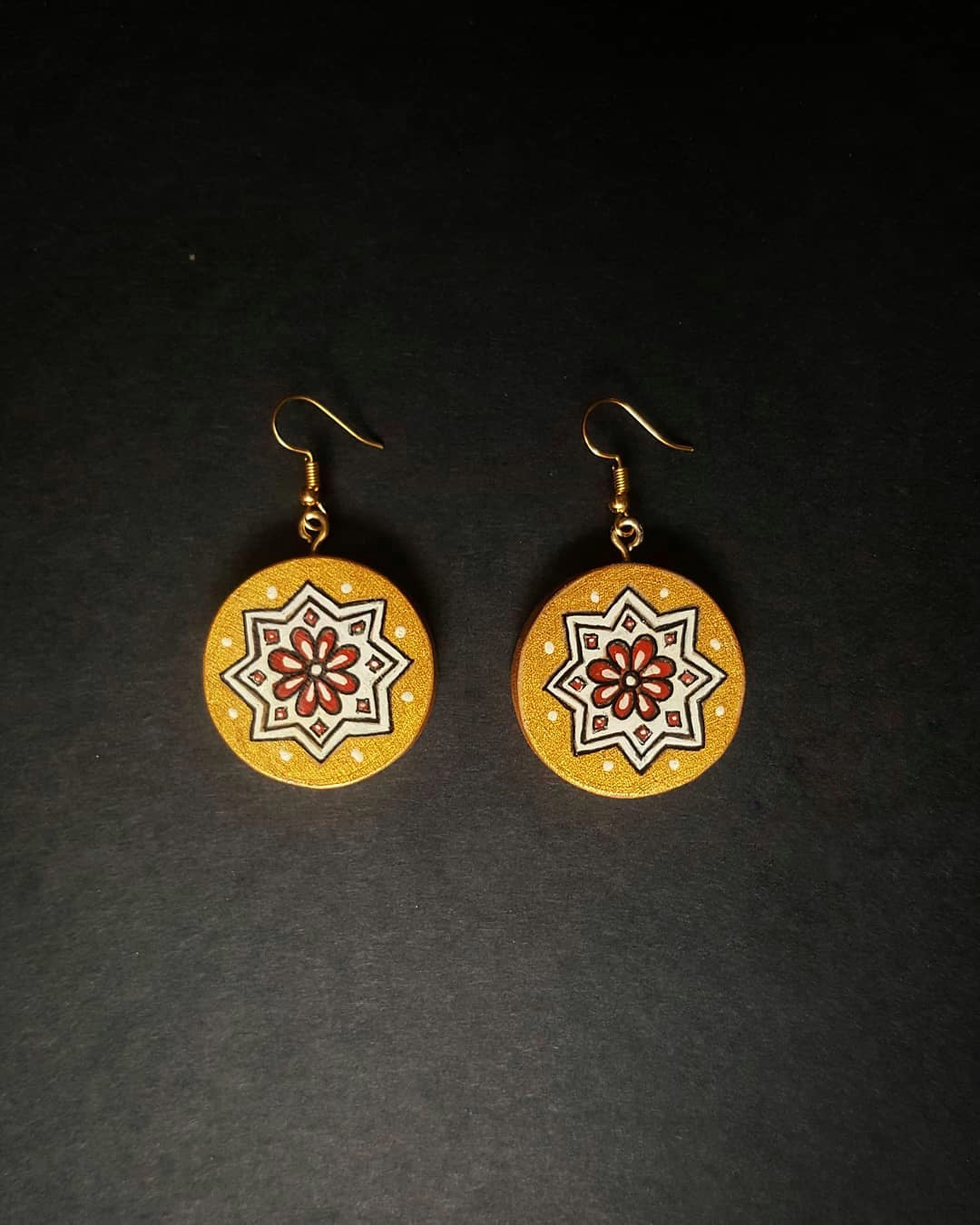 Hand-painted wooden earrings
