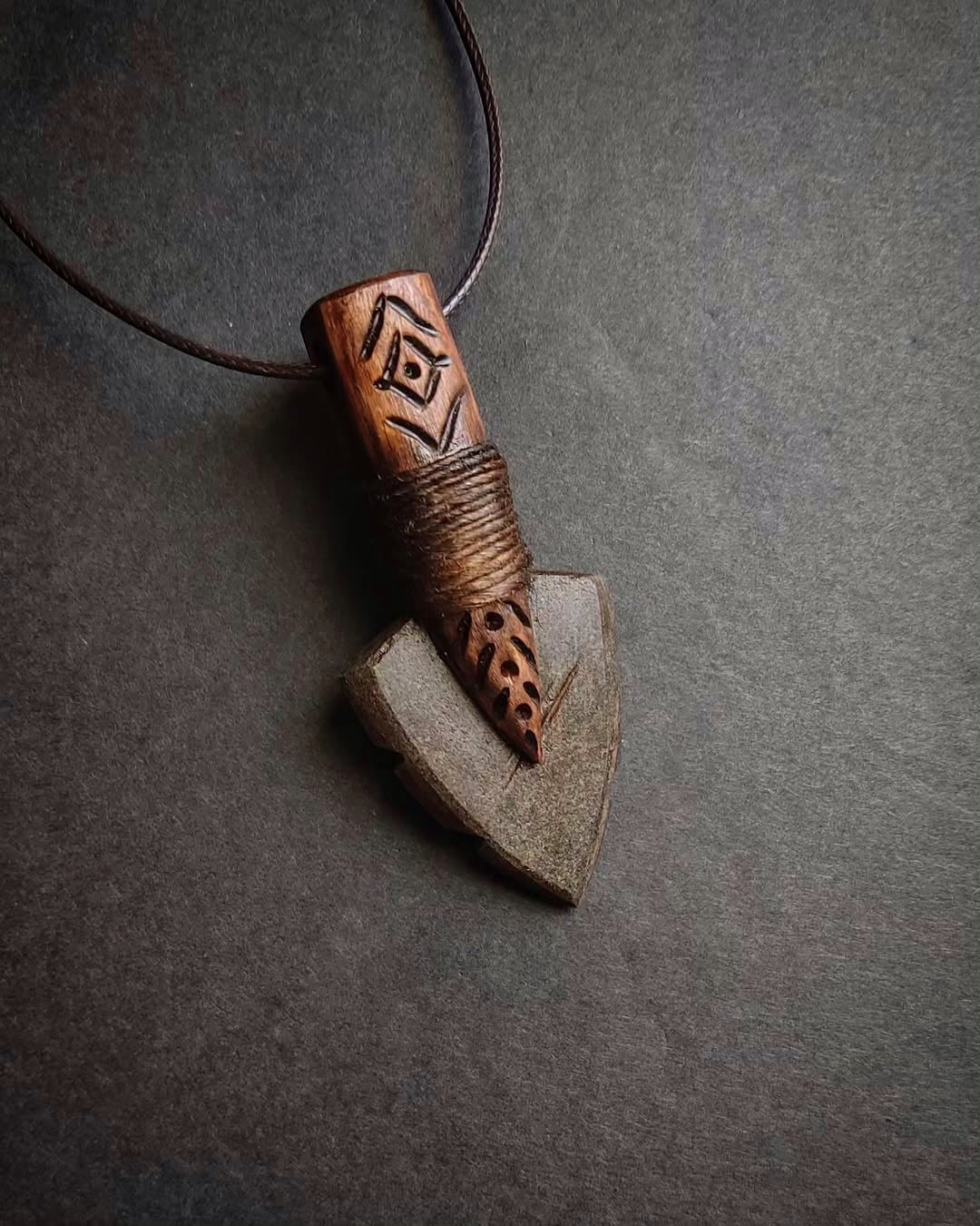 Wooden pendant necklace
