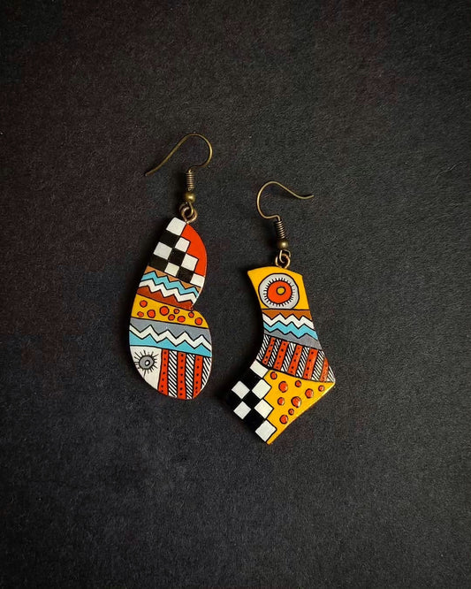 Hand-painted wooden earrings