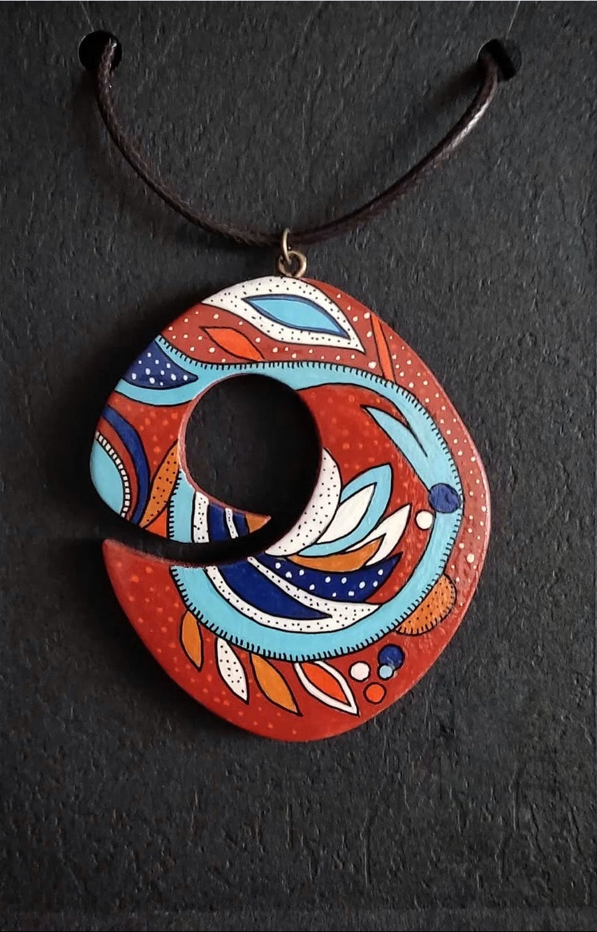 Hand-painted wooden necklace