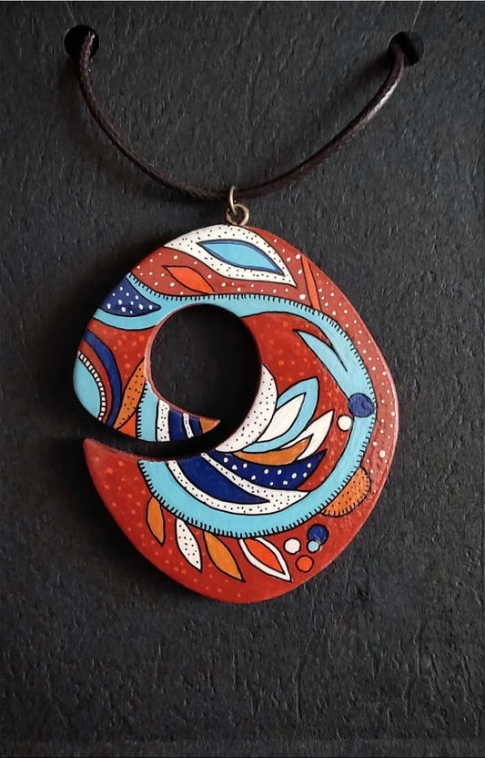 Hand-painted wooden necklace