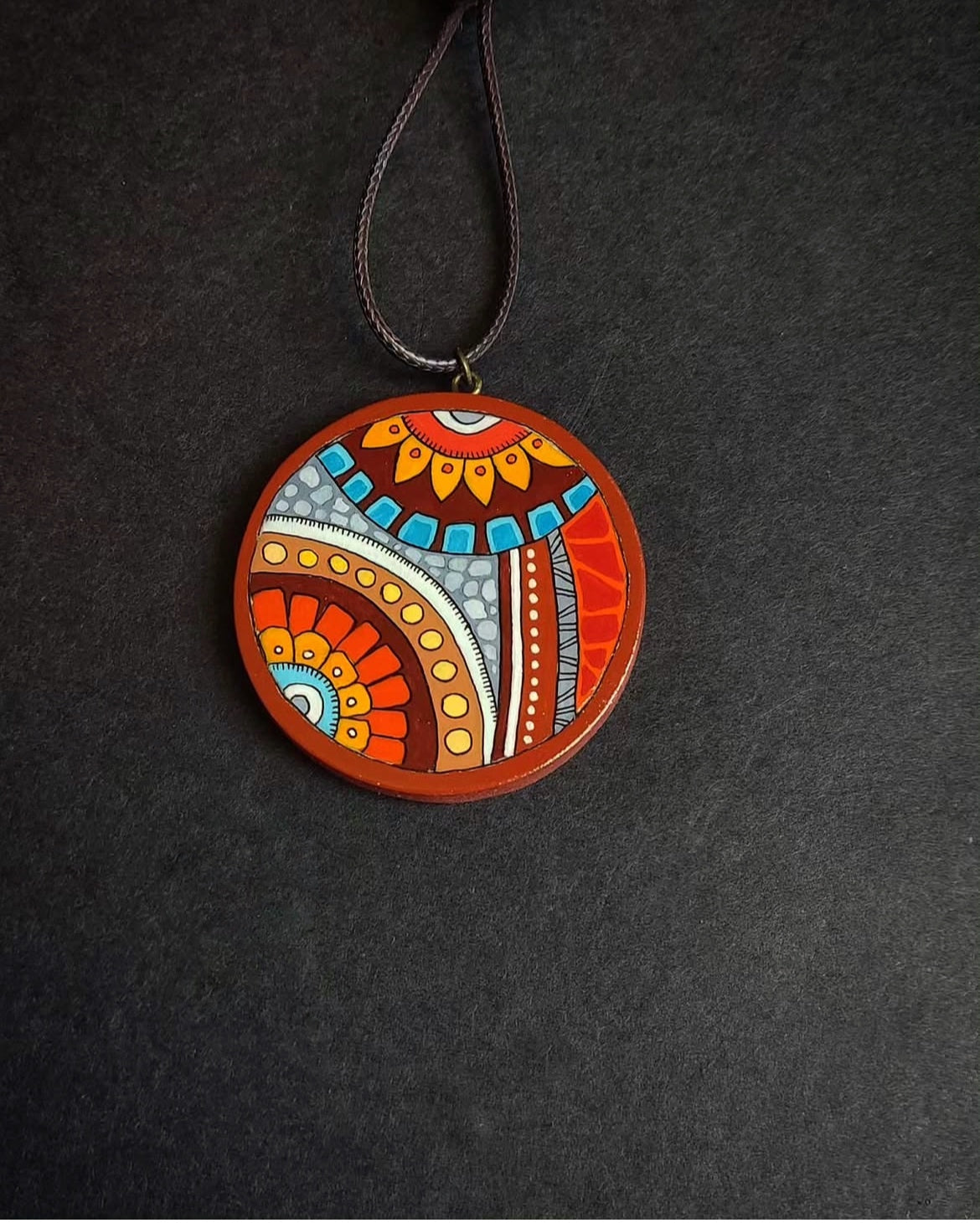 Hand-painted wooden necklace