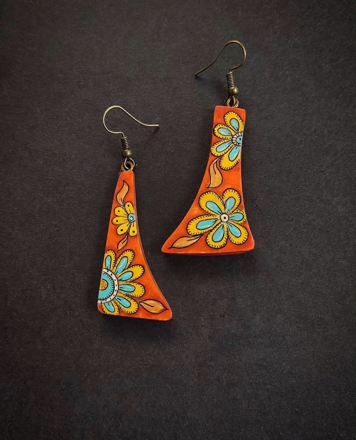 Hand-painted wooden earrings